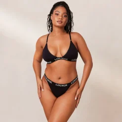 Bamboo Triangle Soutien-Gorge et String/Culotte Ensemble - Tout Noir