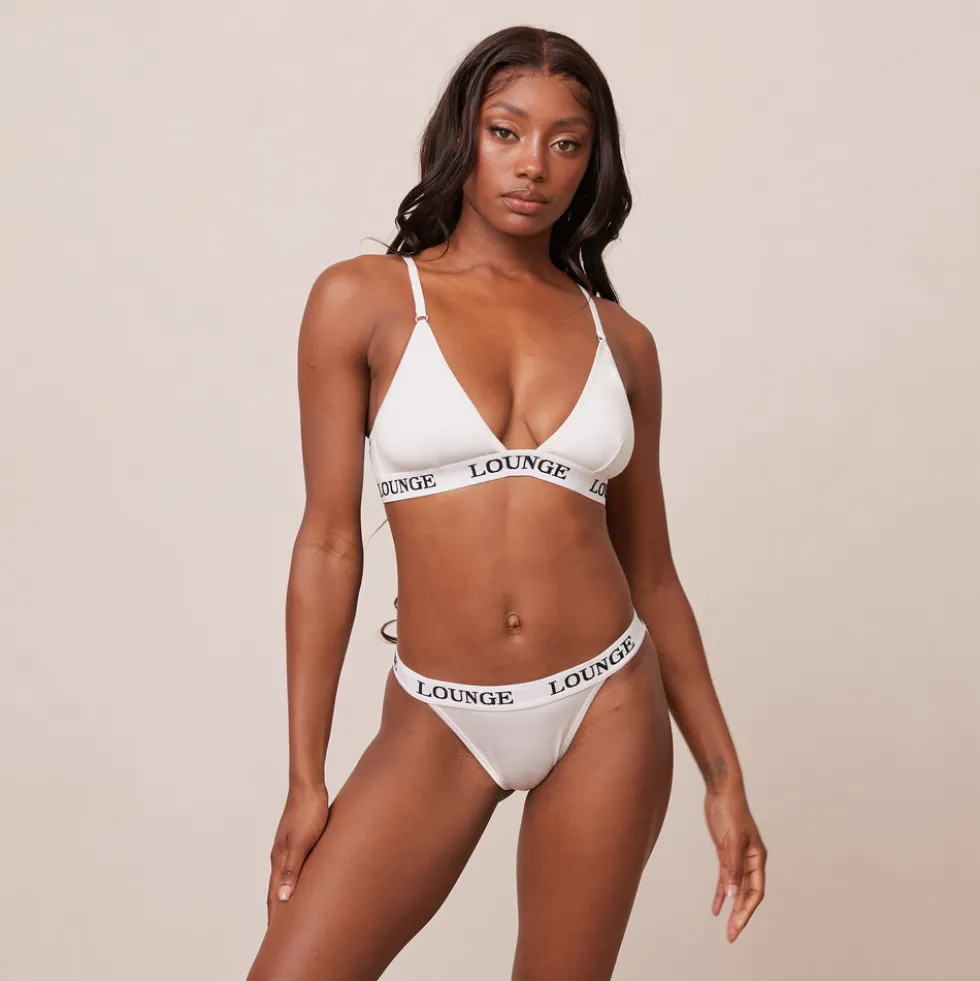 Bamboo Triangle Soutien-Gorge et String/Culotte Ensemble - Tout Blanc