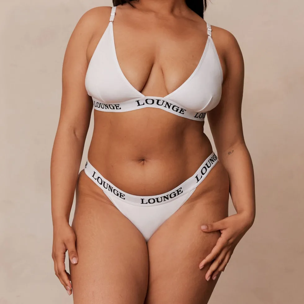 Bamboo Triangle Soutien-Gorge et String/Culotte Ensemble - Tout Blanc