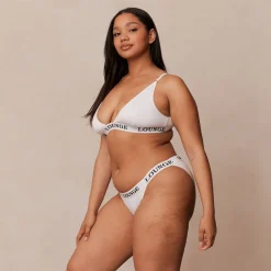 Bamboo Triangle Soutien-Gorge et String/Culotte Ensemble - Tout Blanc