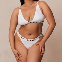Bamboo Triangle Soutien-Gorge et String/Culotte Ensemble - Tout Blanc