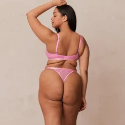 Bicolore Blossom Balcony Soutien-Gorge et String Ensemble - Rose