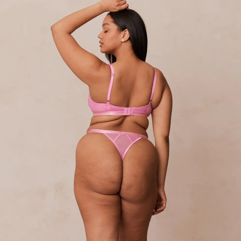 Bicolore Blossom Balcony Soutien-Gorge et String Ensemble - Rose