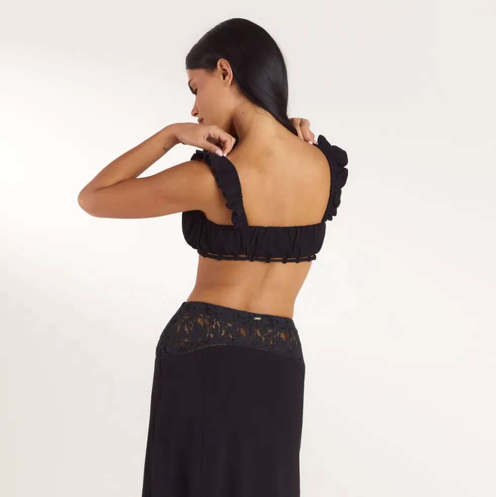 Bralette avec Fronces - Noir