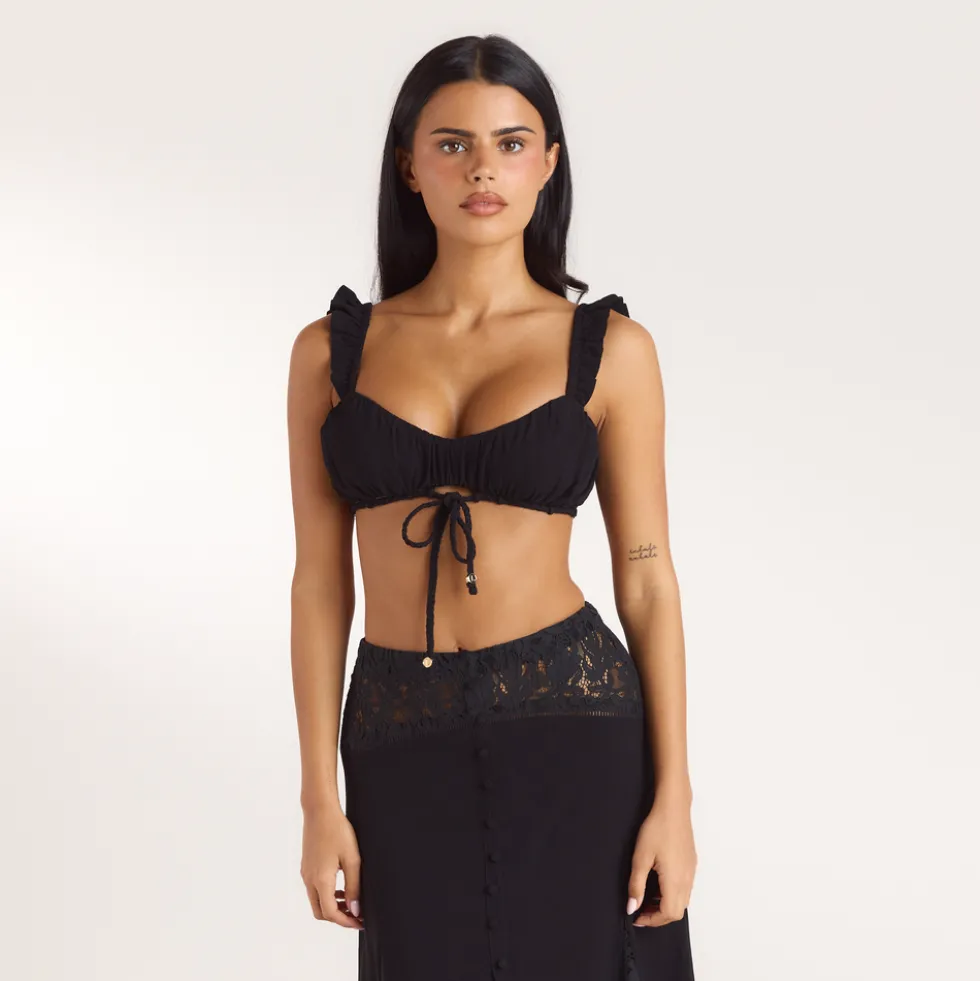 Bralette avec Fronces - Noir