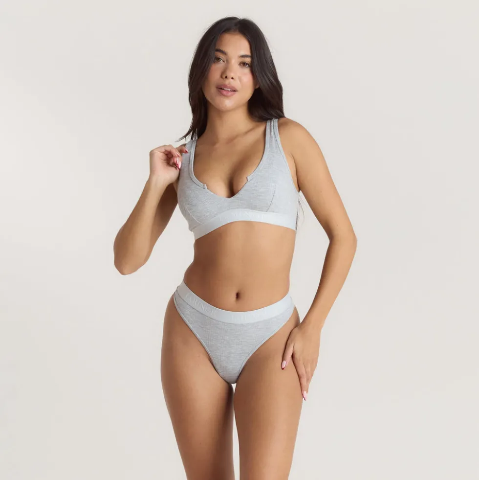 Brassière Push-Up Soft Ribbed - Gris chiné