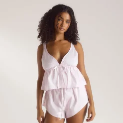 Caraco de Pyjama Bloom & Stripe - Rose