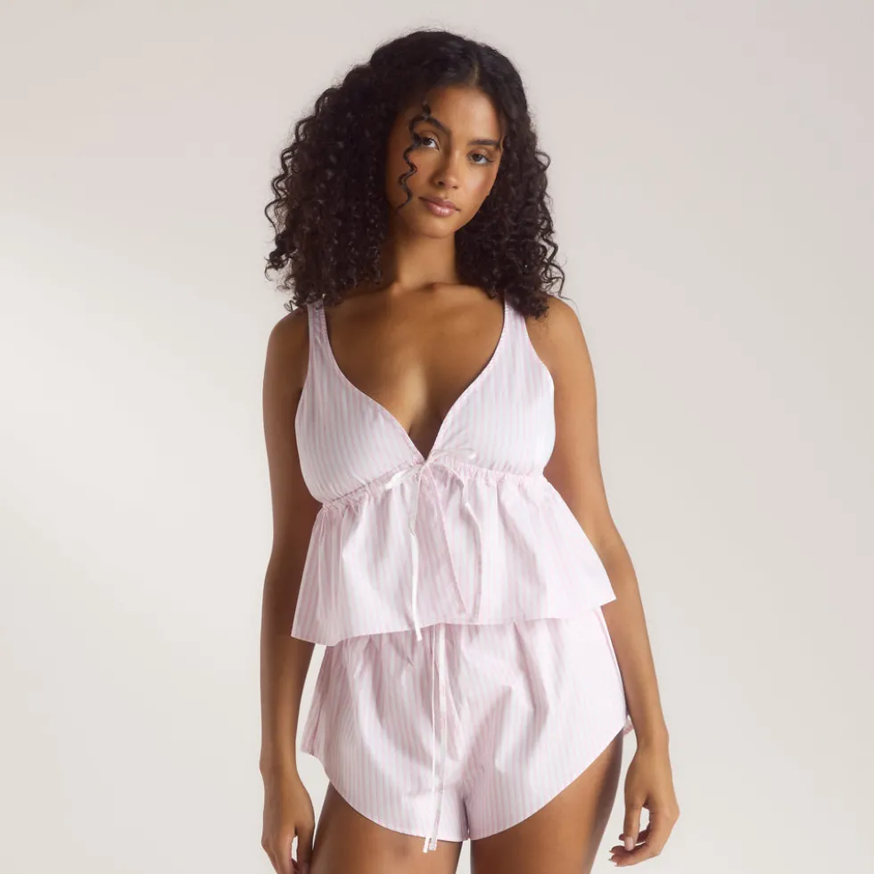 Caraco de Pyjama Bloom & Stripe - Rose