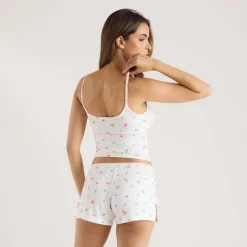 Caraco de Pyjama en Modal - Fruits Blancs