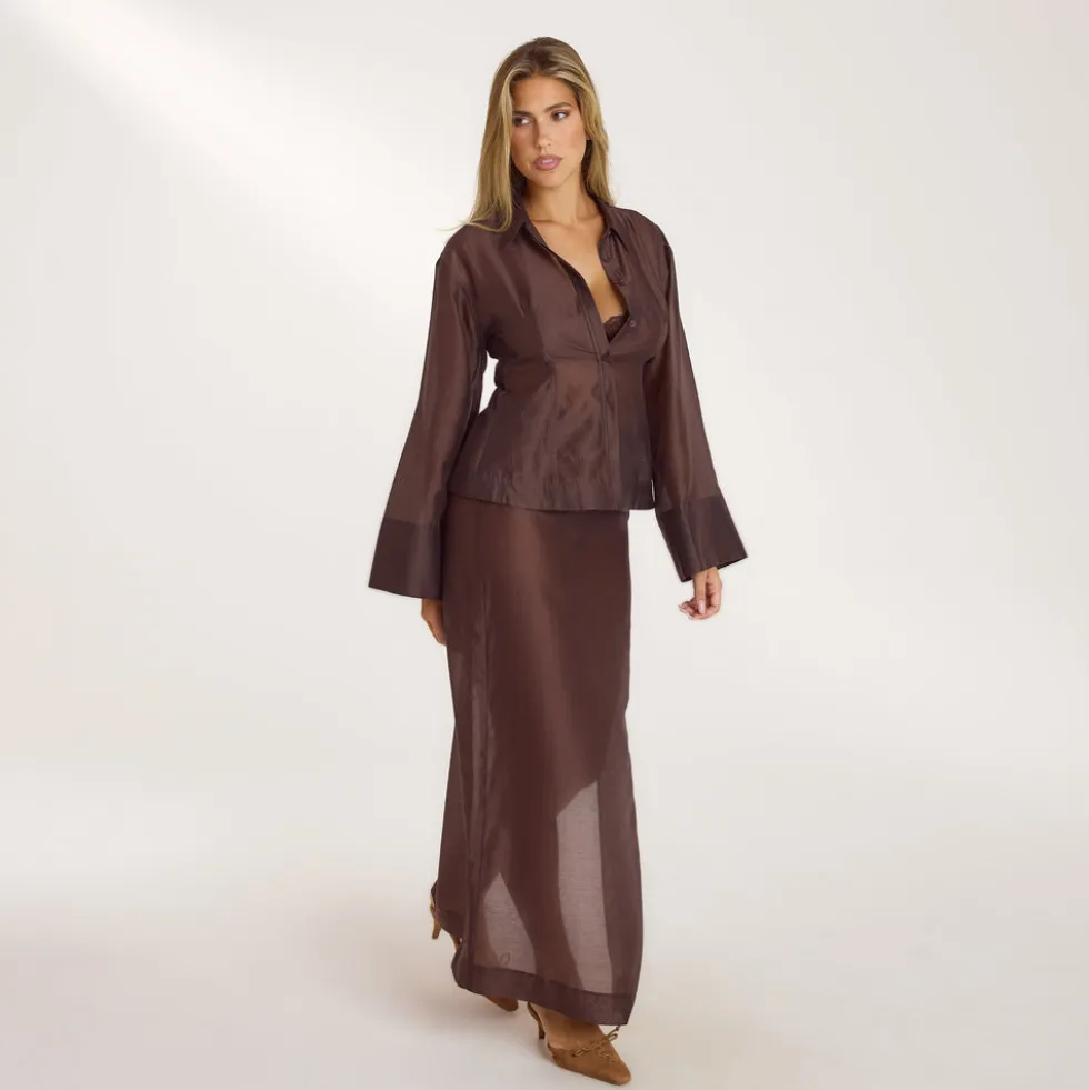 Chemise Ajustée Transparente - Chocolat