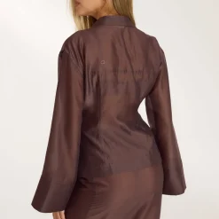 Chemise Ajustée Transparente - Chocolat