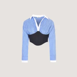 Chemise Bustier à Manches Longues - Bleu