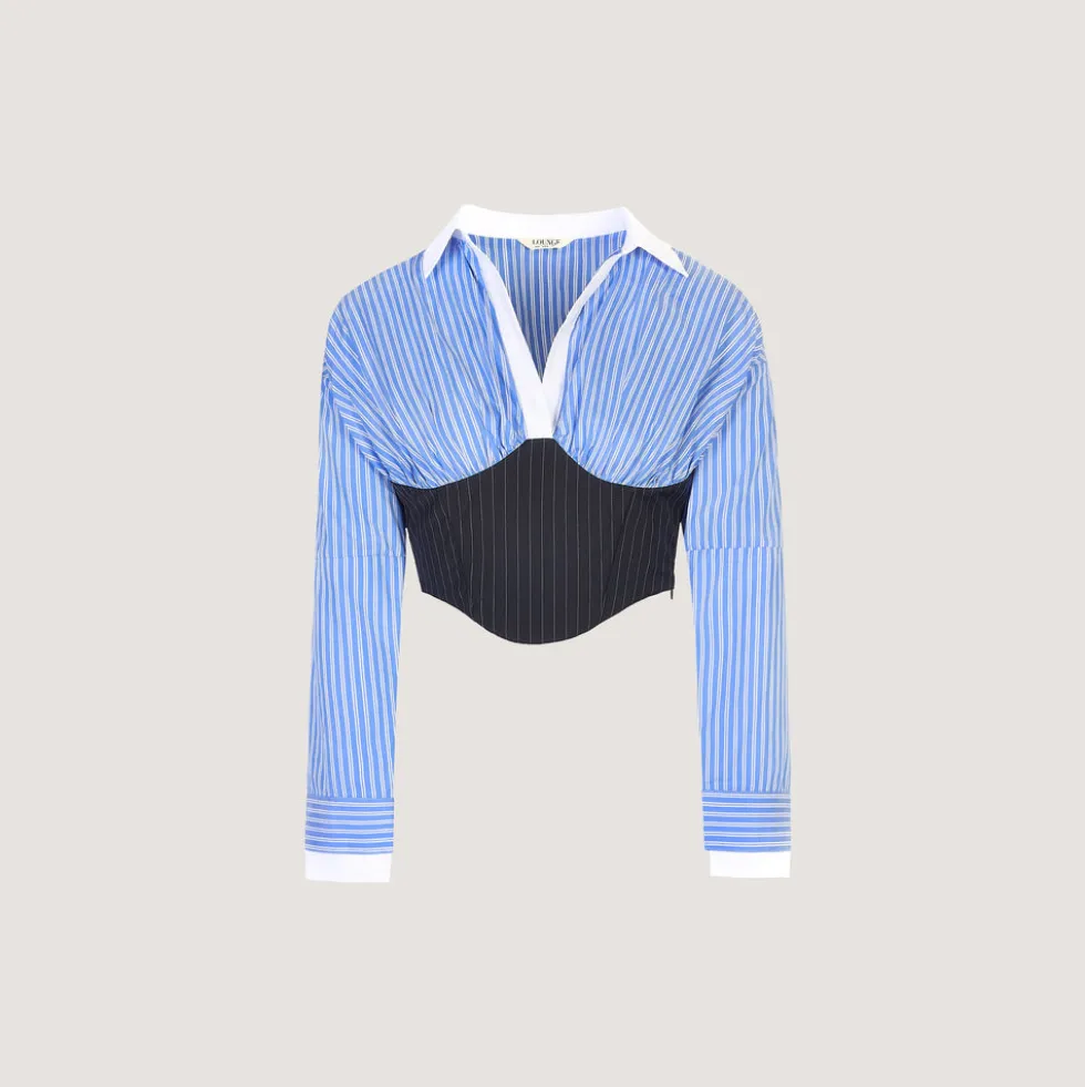 Chemise Bustier à Manches Longues - Bleu