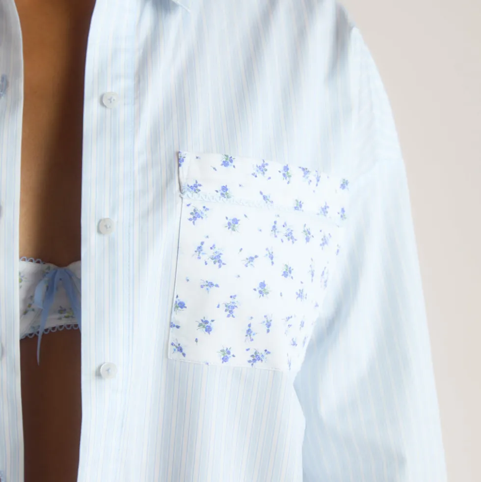 Chemise de Pyjama Bloom & Stripe - Bleu