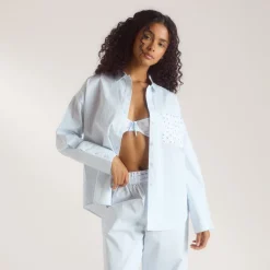Chemise de Pyjama Bloom & Stripe - Bleu