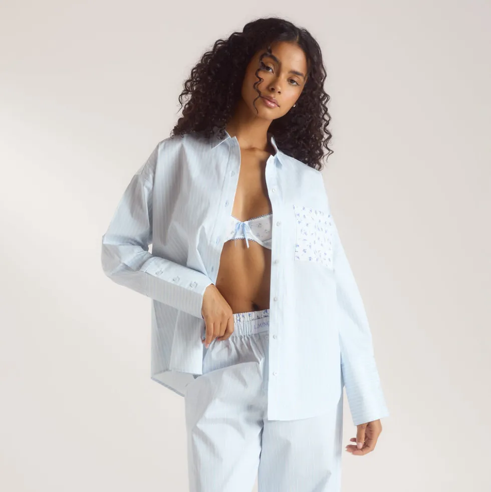 Chemise de Pyjama Bloom & Stripe - Bleu