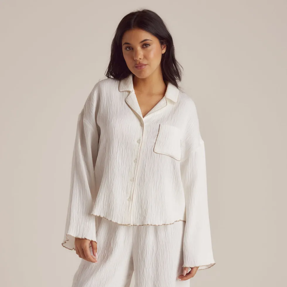 Chemise de Pyjama Crinkle - Blanc
