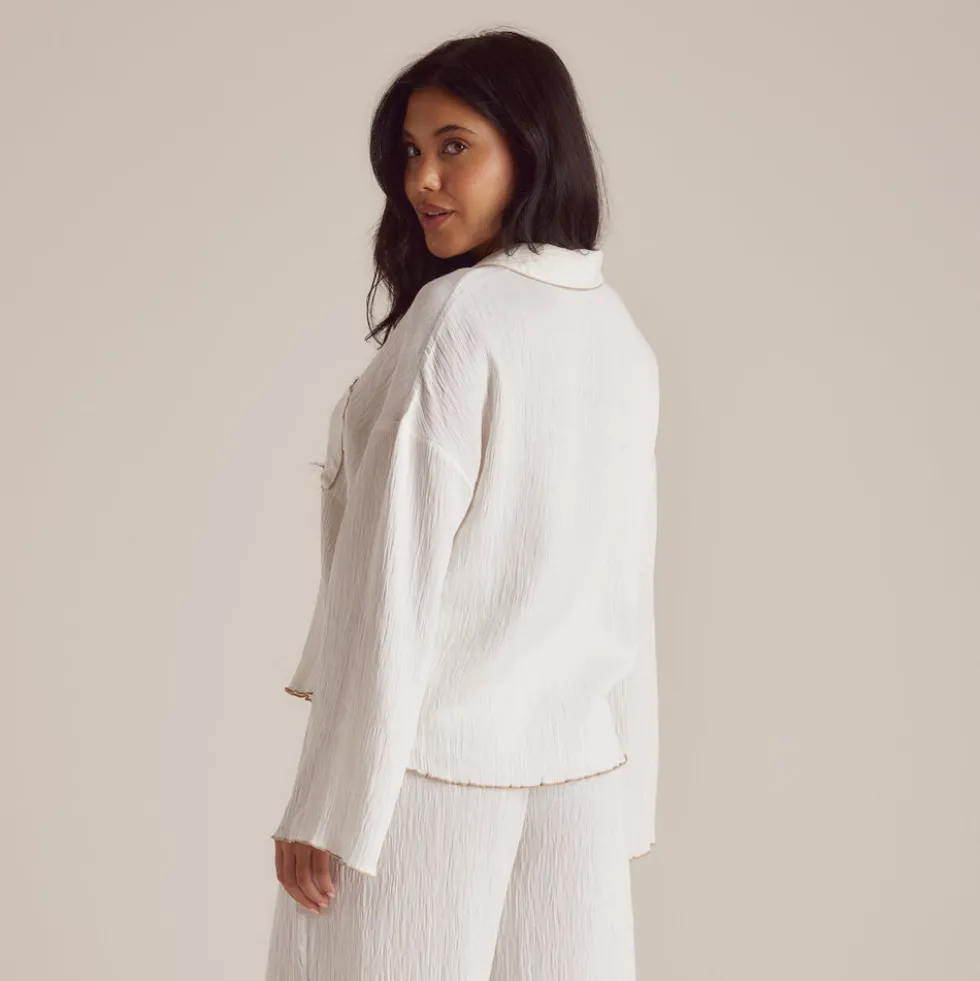 Chemise de Pyjama Crinkle - Blanc