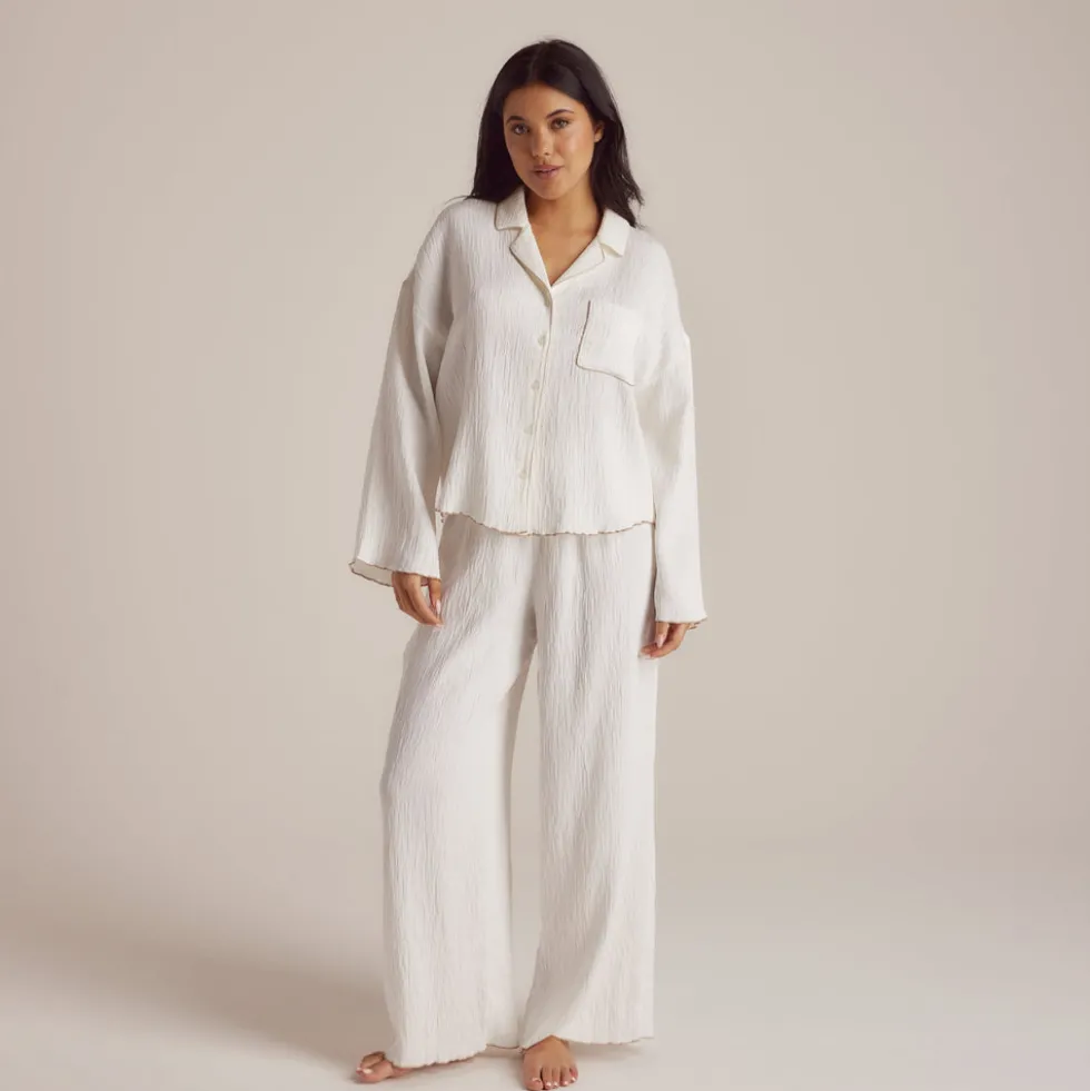 Chemise de Pyjama Crinkle - Blanc
