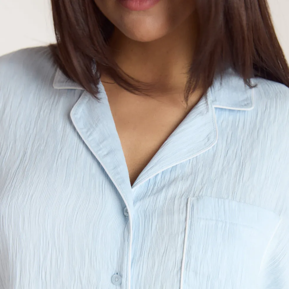 Chemise de Pyjama Crinkle - Bleu