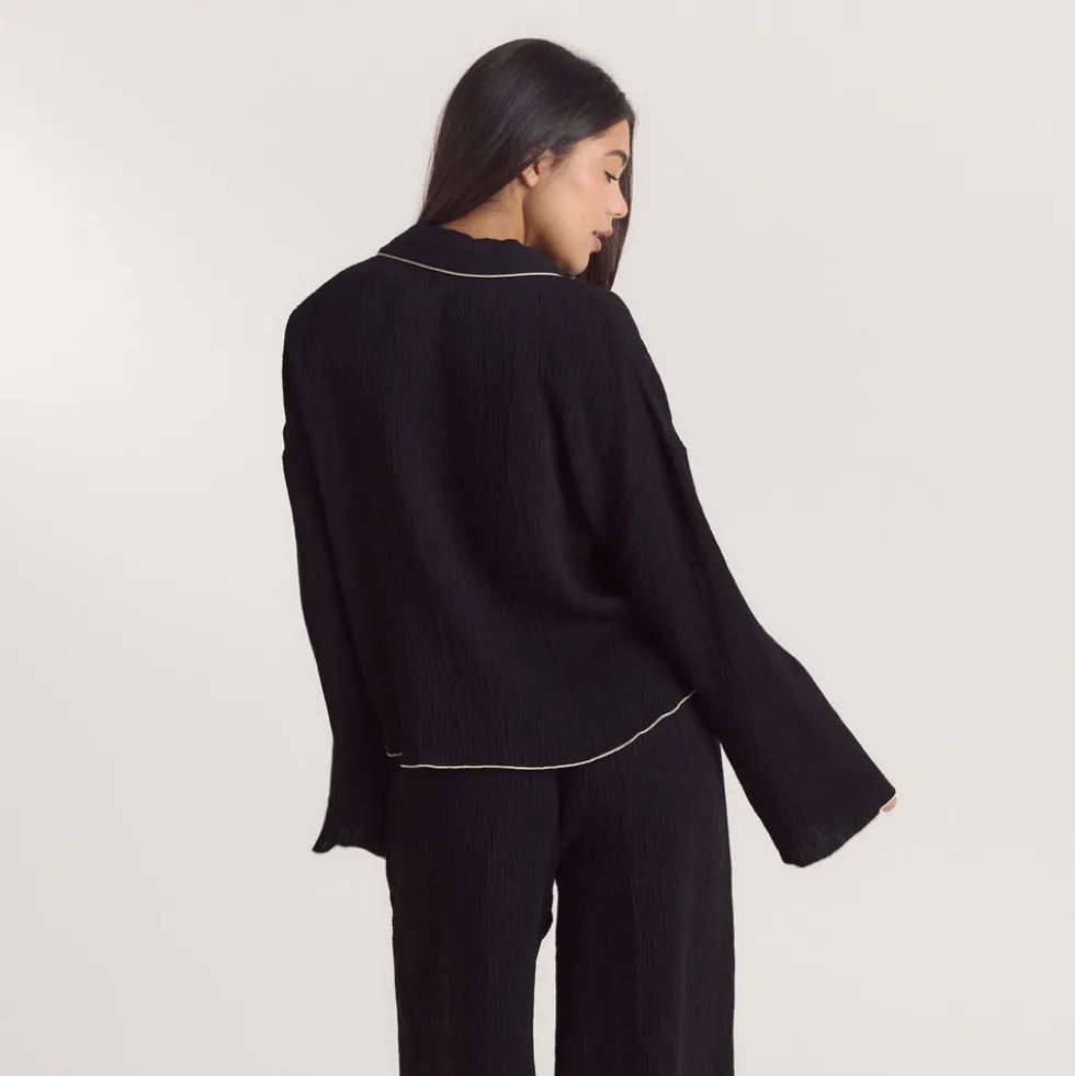 Chemise de Pyjama Crinkle - Noir