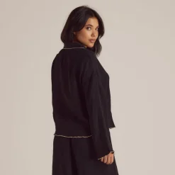 Chemise de Pyjama Crinkle - Noir