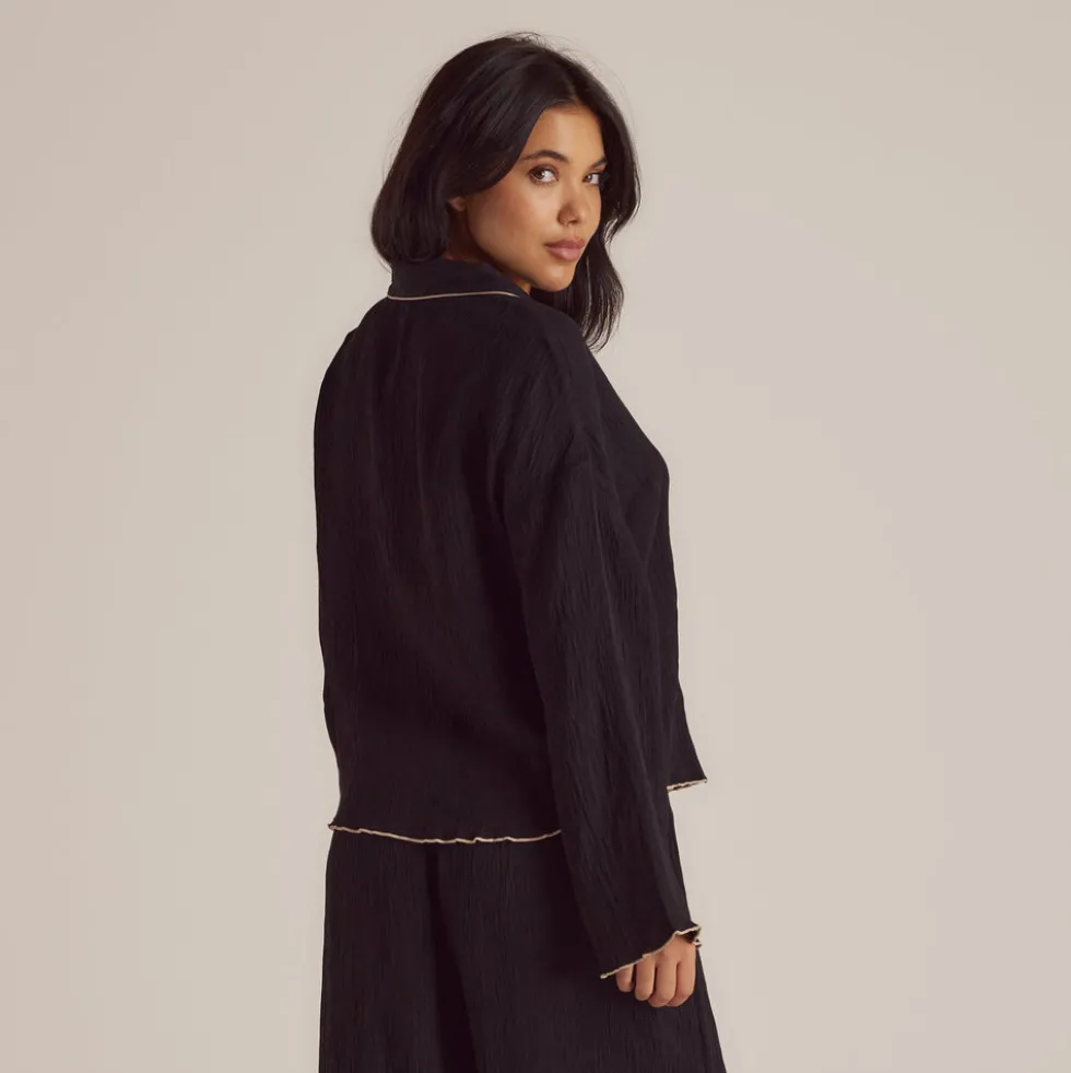 Chemise de Pyjama Crinkle - Noir