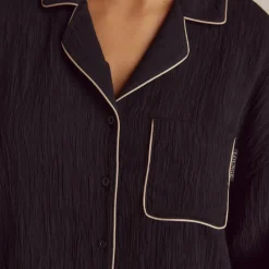 Chemise de Pyjama Crinkle - Noir