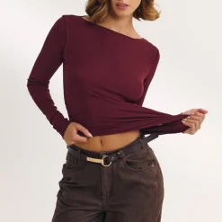 Chemise Transparente à Col Large - Laque cerise