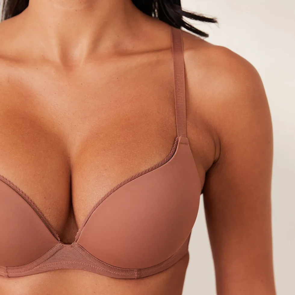 Comfort T-shirt Soutien-Gorge Push-Up et String Ensemble - Moka