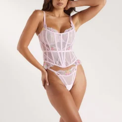 Corset Elodie (Ensemble) - Rose