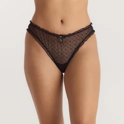 Culotte Brésilienne à Pois - Noir