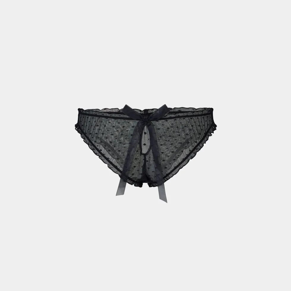 Culotte Brésilienne à Pois - Noir