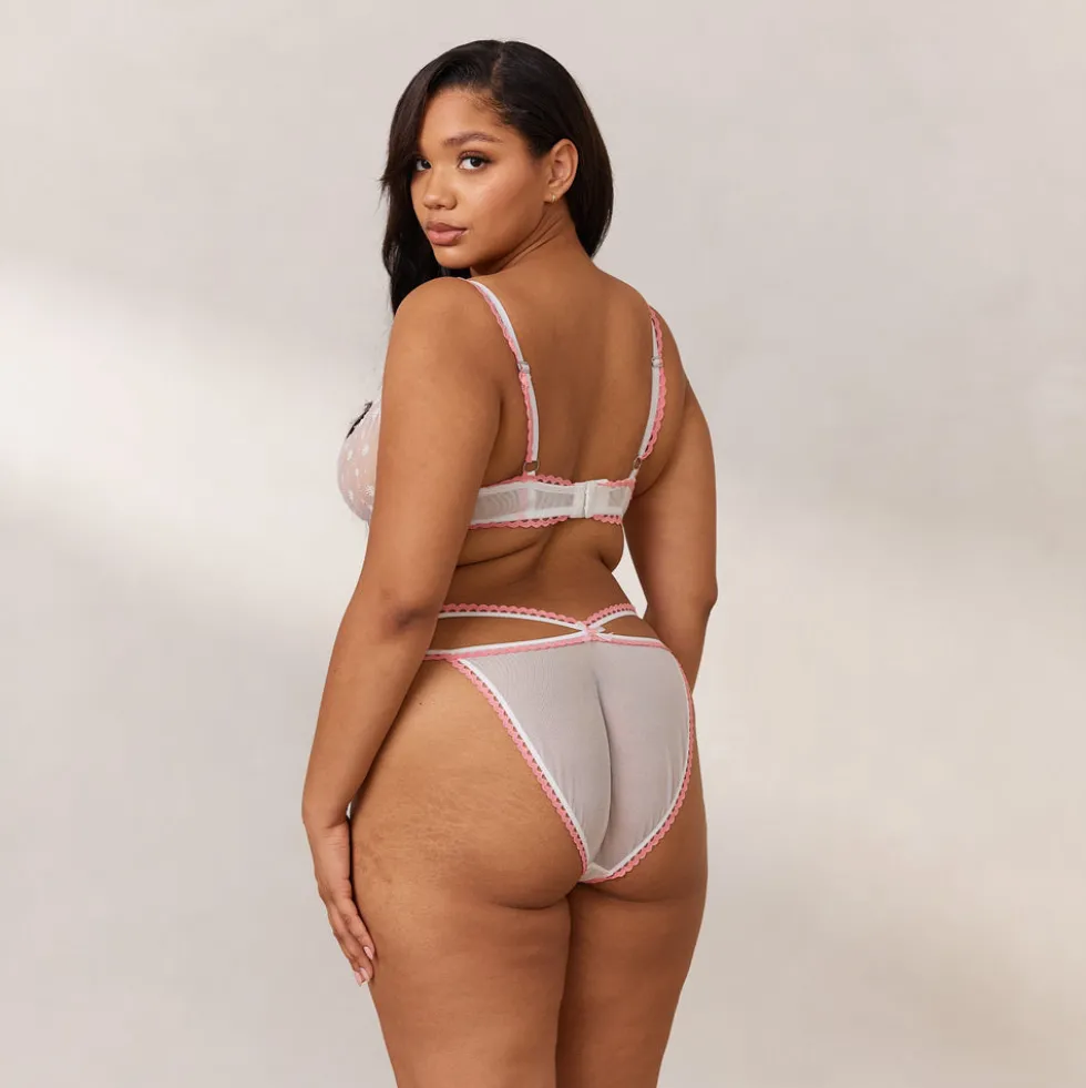 Daisy Embroidered Balcony Soutien-Gorge - Blanc