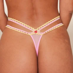 Daisy Embroidered Balcony Soutien-Gorge et String/Culotte Ensemble - Rose