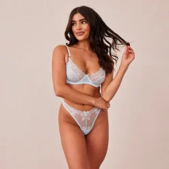 Fleur Balcony Soutien-Gorge et String Ensemble - Bleu