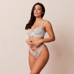 Fleur Balcony Soutien-Gorge et String Ensemble - Bleu