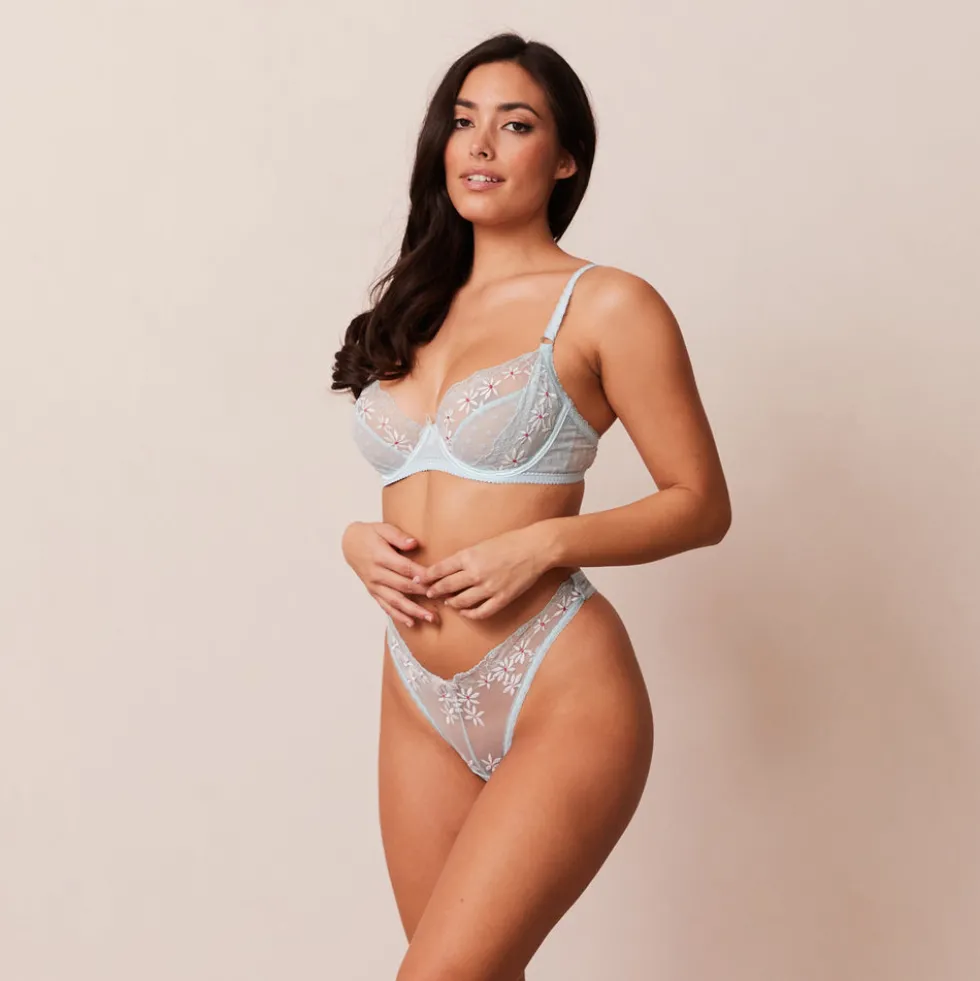 Fleur Balcony Soutien-Gorge et String Ensemble - Bleu