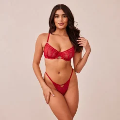 Flirt Balcony Soutien-Gorge et G-string/Culotte Ensemble - Bordeaux
