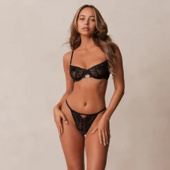 Flirt Balcony Soutien-Gorge et G-string/Culotte Ensemble - Noir