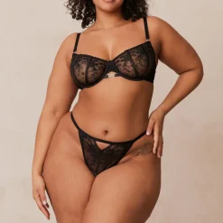 Flirt Balcony Soutien-Gorge et G-string/Culotte Ensemble - Noir