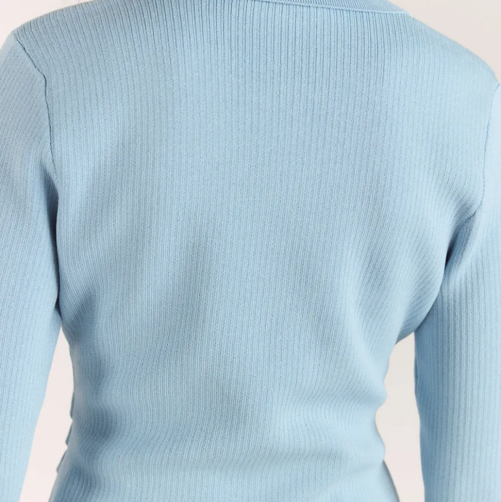 Gilet en Maille Côletée - Bleu Clair