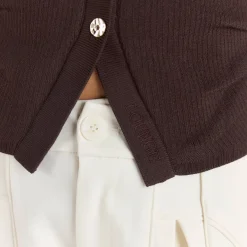 Gilet en Maille Côletée - Chocolat