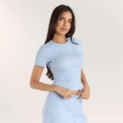 Haut de Pyjama Ajusté en Pointelle - Bleu Floral