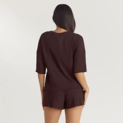 Haut de Pyjama Soft Waffle - Chocolat Noir