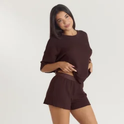 Haut de Pyjama Soft Waffle - Chocolat Noir