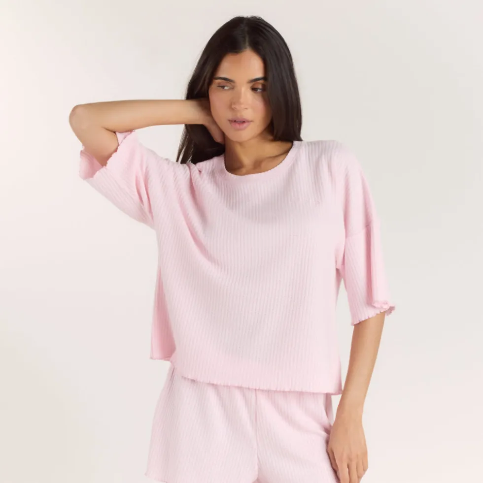 Haut de Pyjama Soft Waffle - Rose