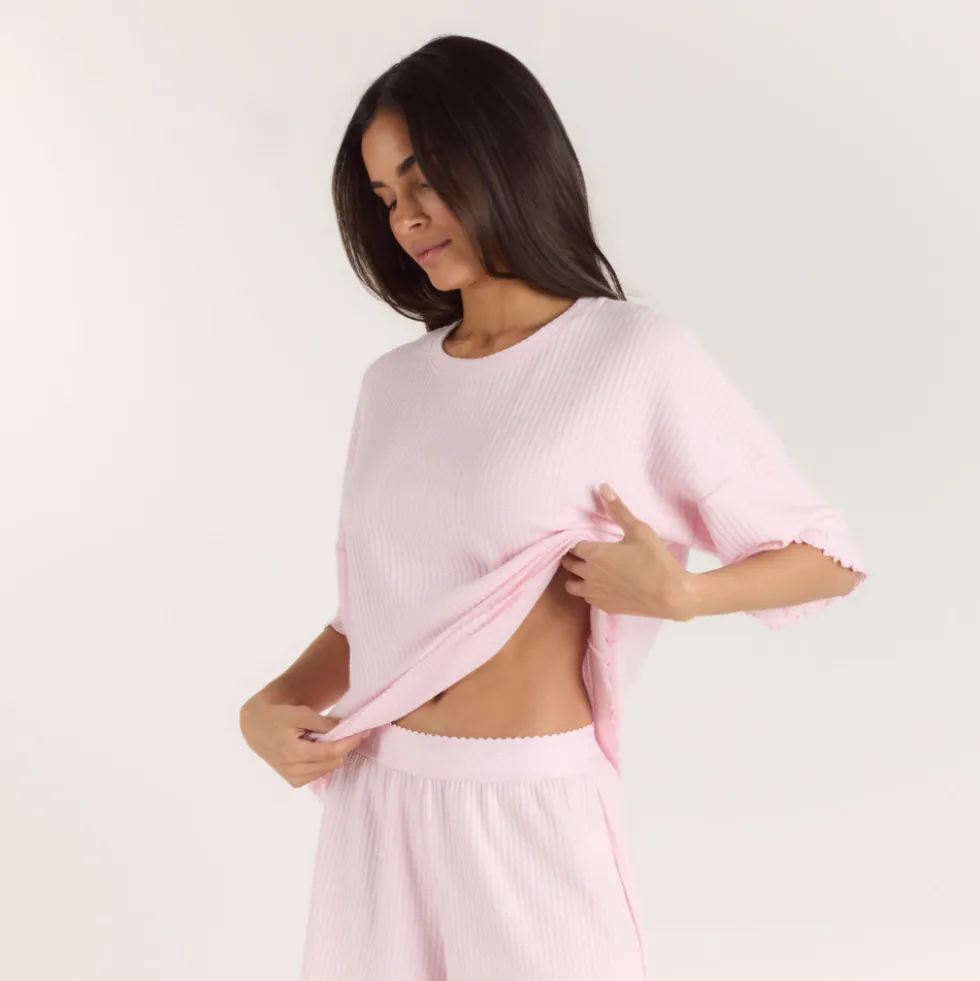 Haut de Pyjama Soft Waffle - Rose