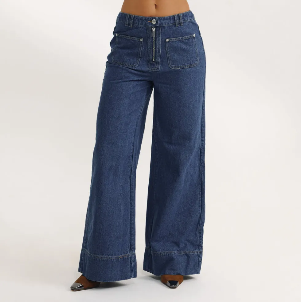 Jean Large Taille Haute - Bleu