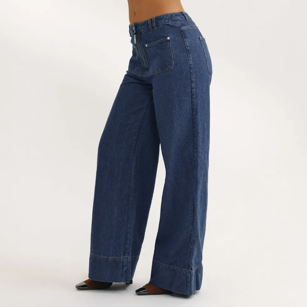 Jean Large Taille Haute - Bleu